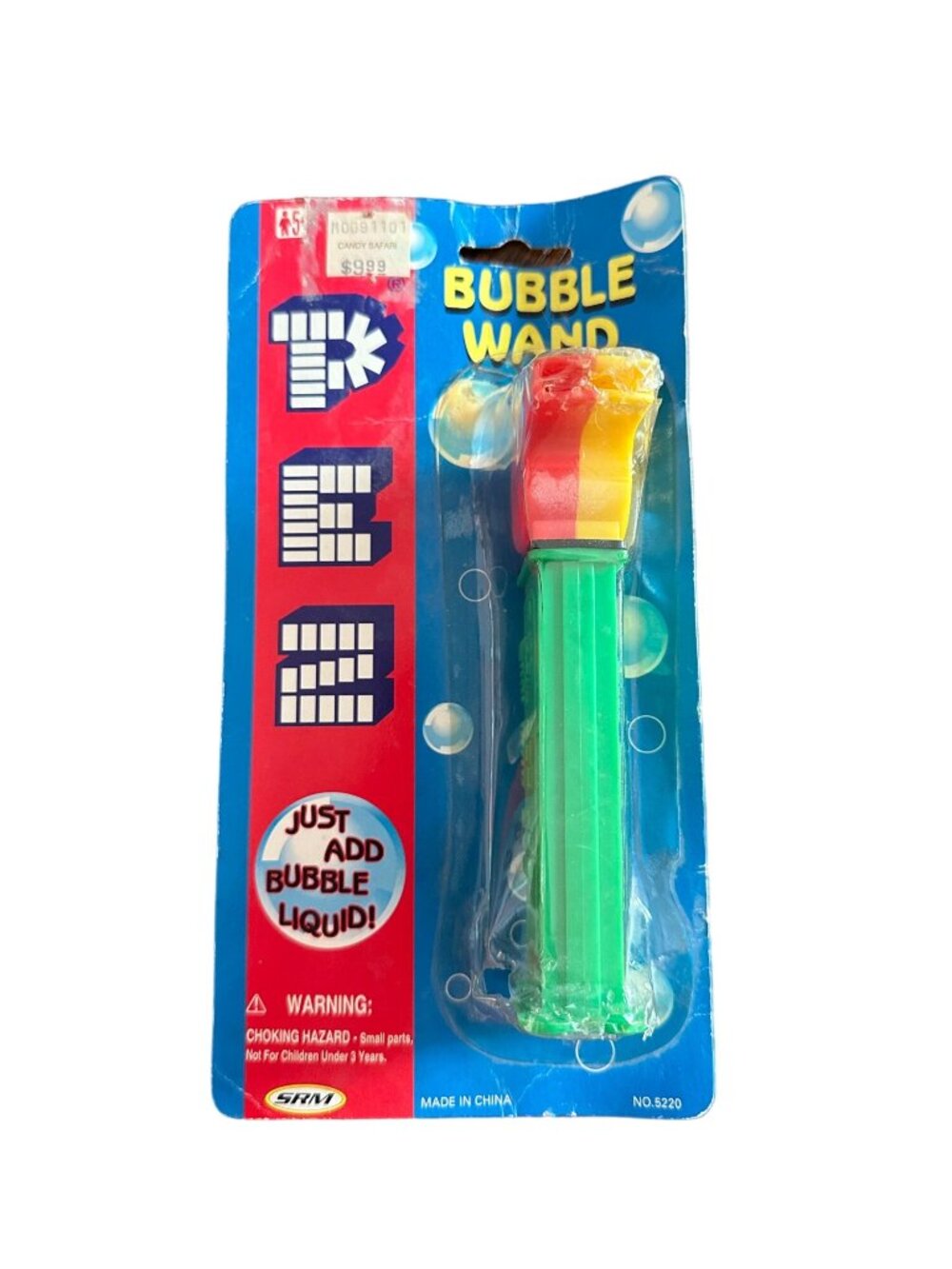 PEZ Vintage Bubble Wand Whistle NWT Factory Sealed Red Yellow Green 1997